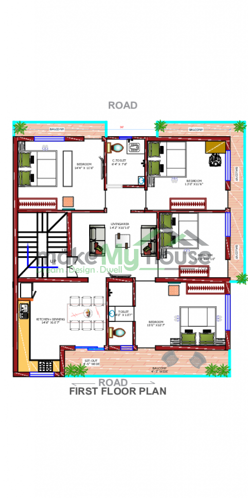 Triple Story House Elevation designs