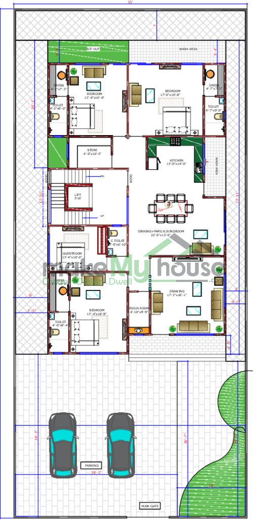 duplex residential cum commercial design