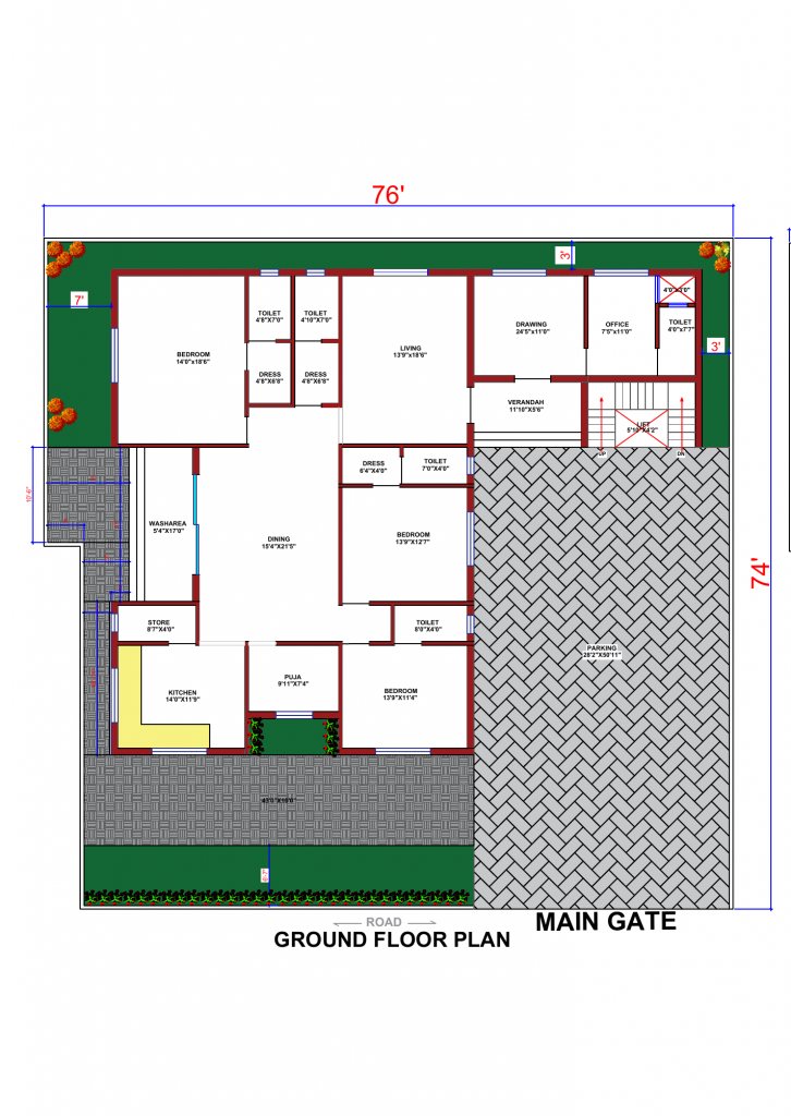 modern house plan elevation