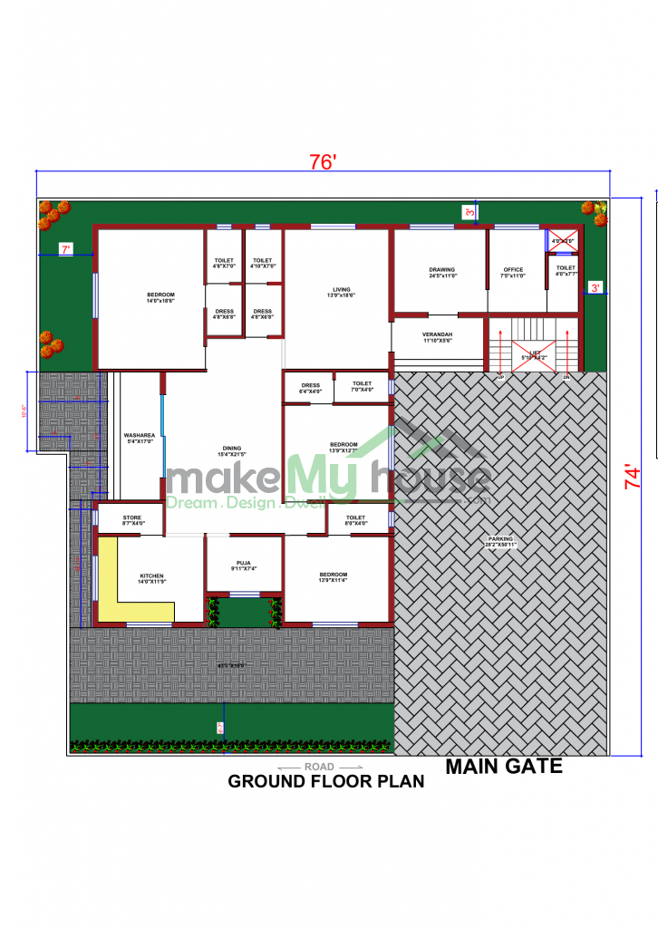 modern house plan elevation