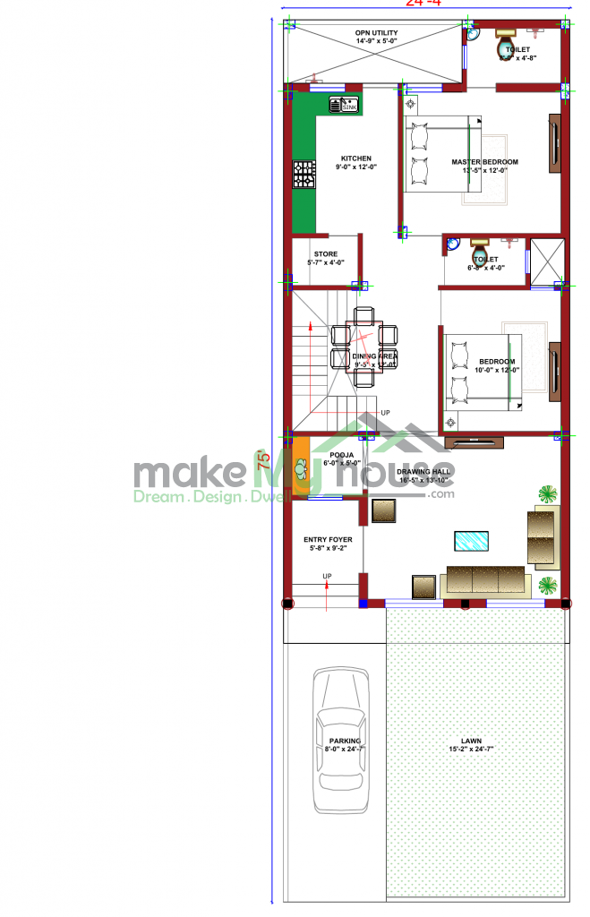 24x44 Floor Plan