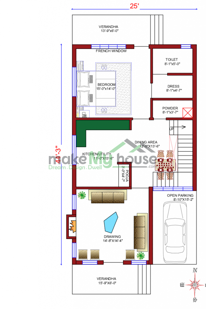 south facing floor plan