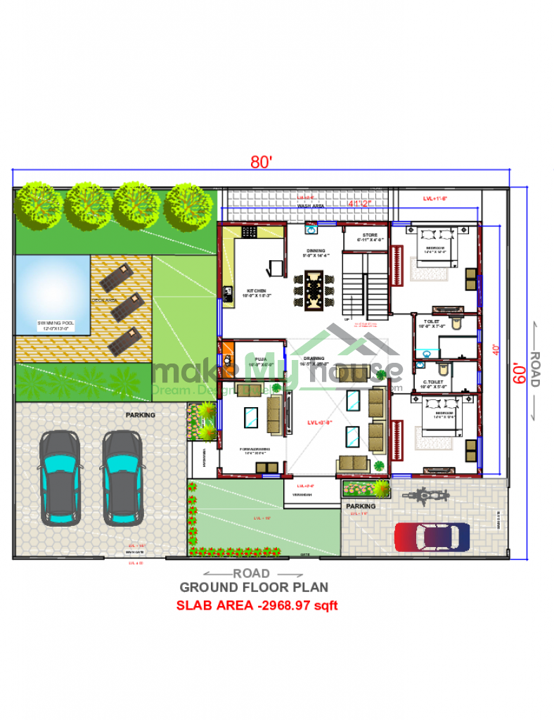 duplex 2d back elevation