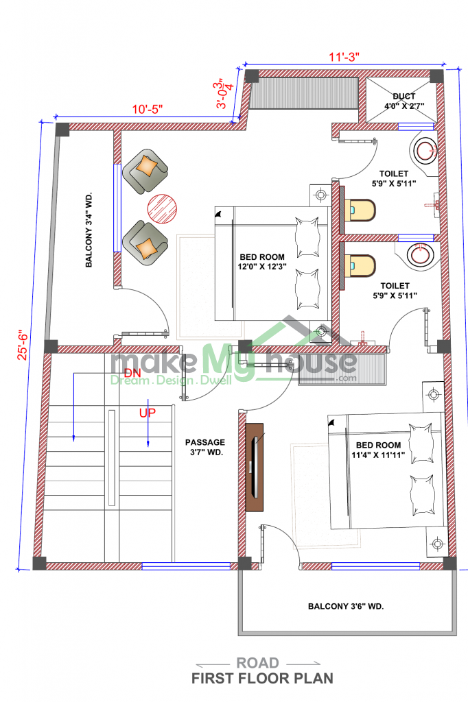 G+2 house design