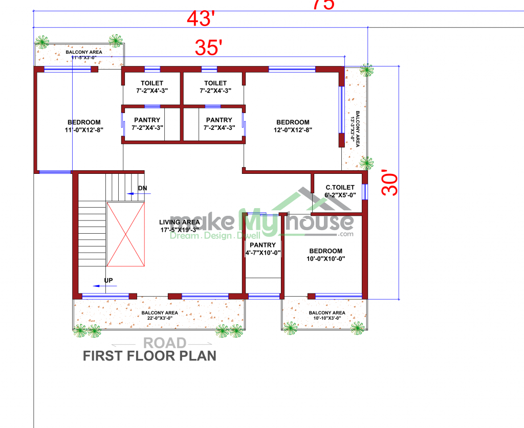 2 BHK 2 Storey House Plan