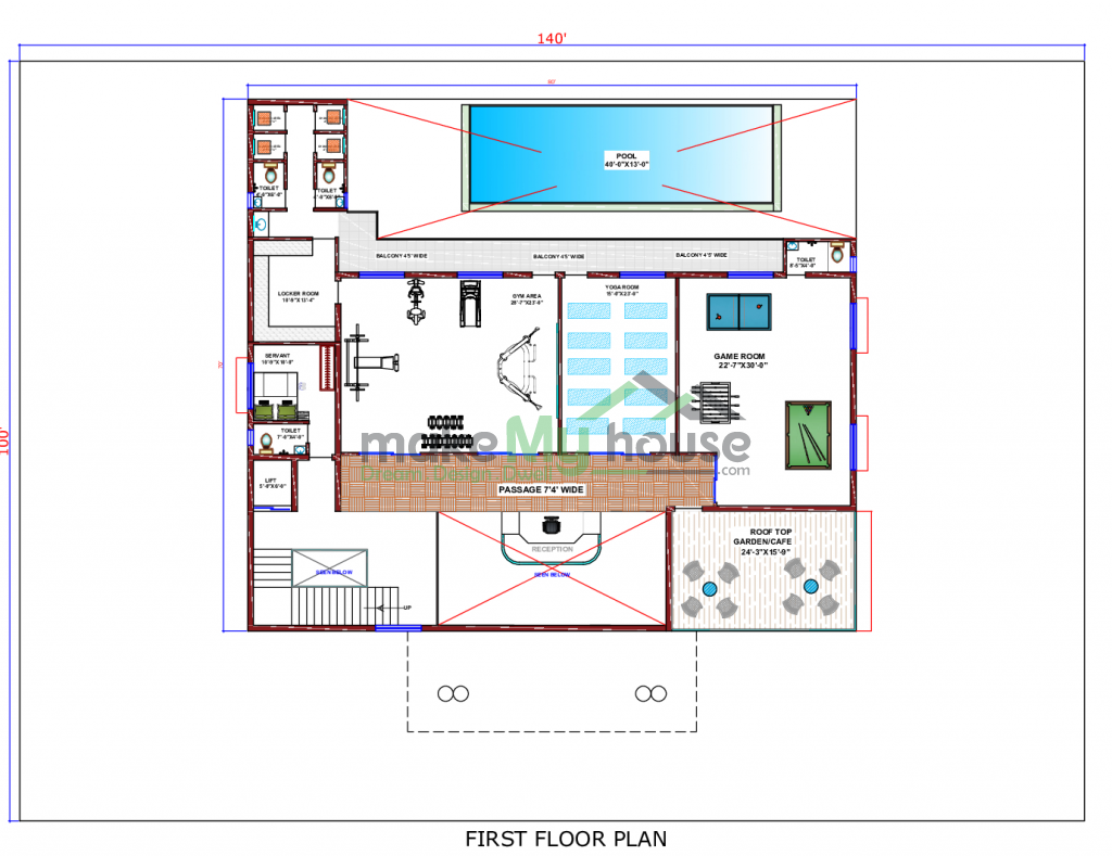 140x100 resort floor plan