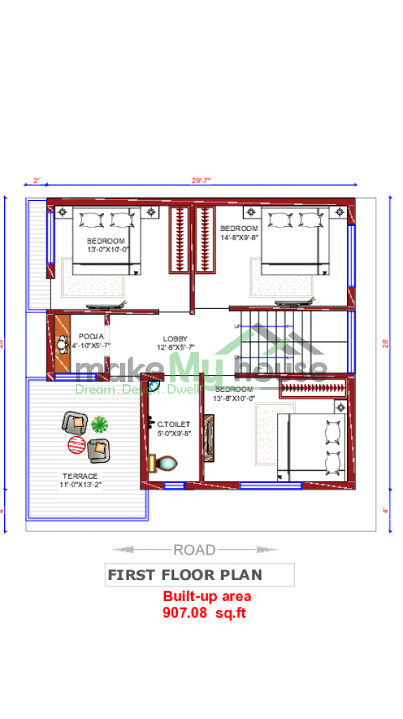 33x32 House Plan