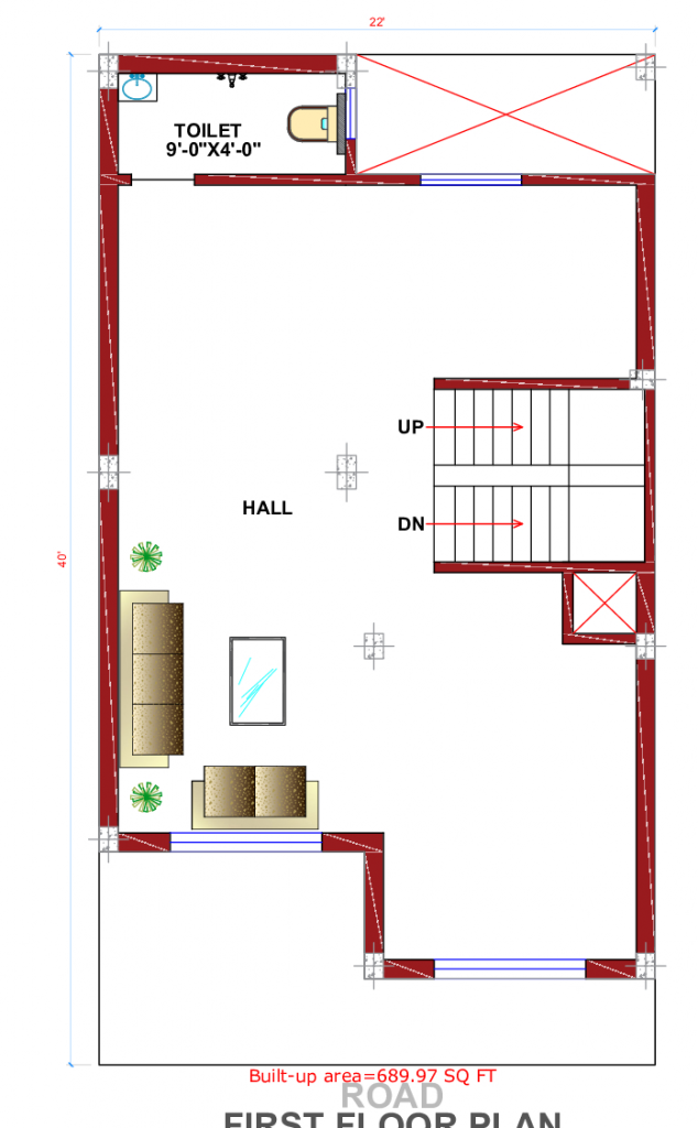 22x46 Floor Plan