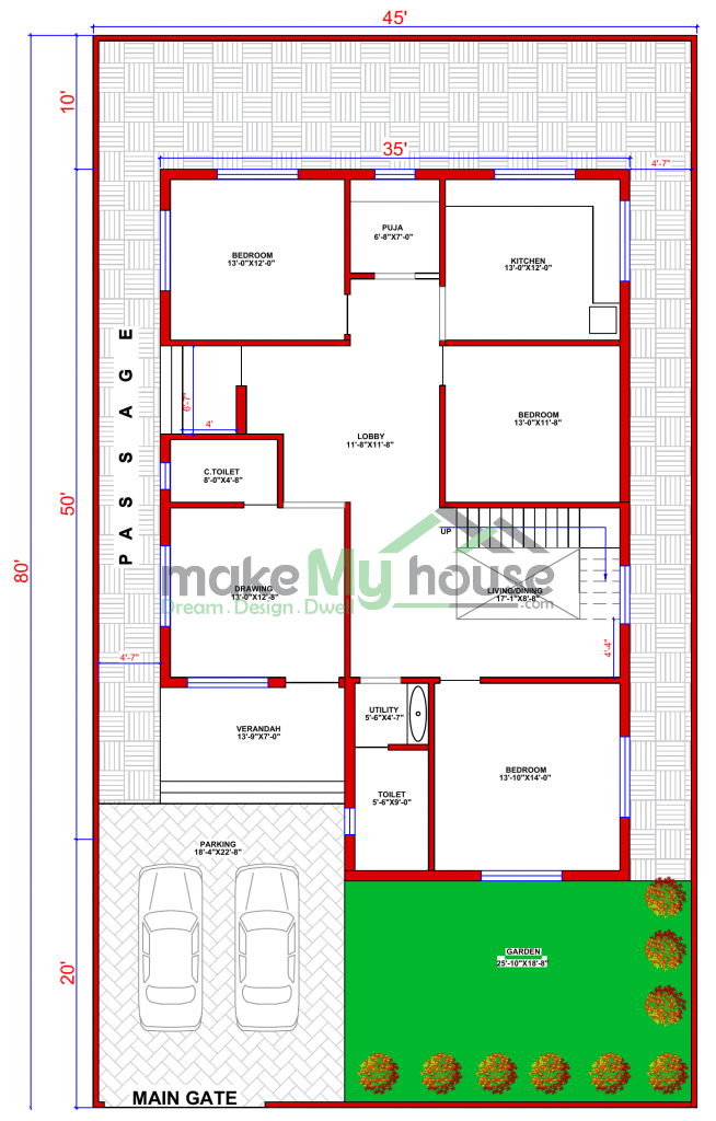 45x80 Floor Plan