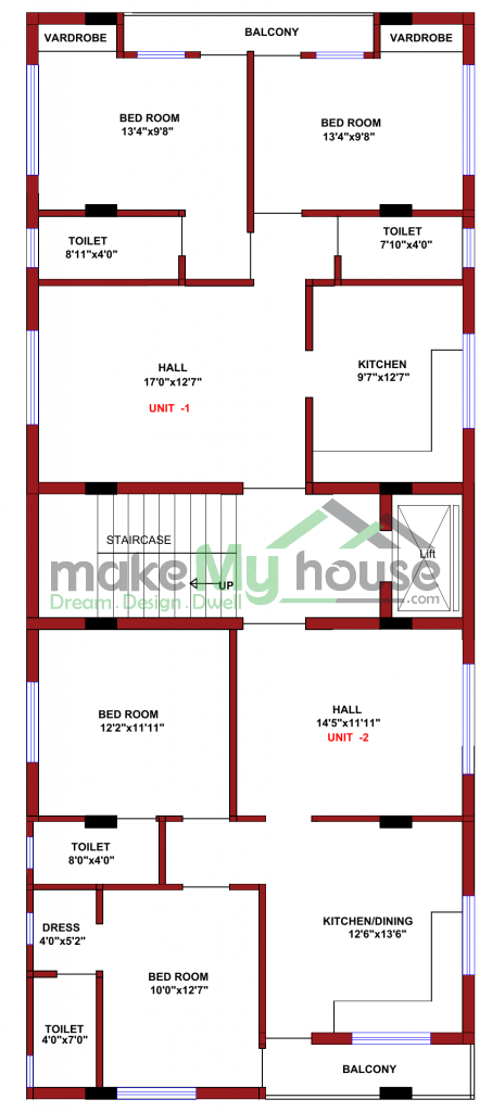 20 Bedroom 5 Storey House Plan 30x60