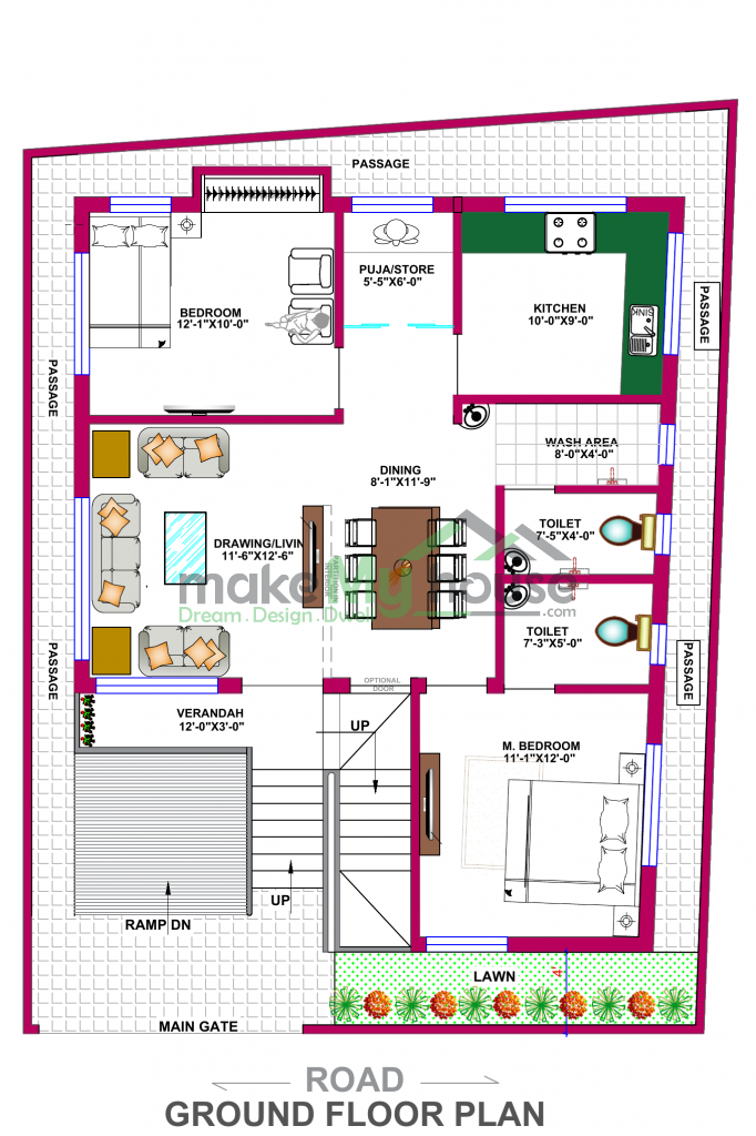 G+2 house design