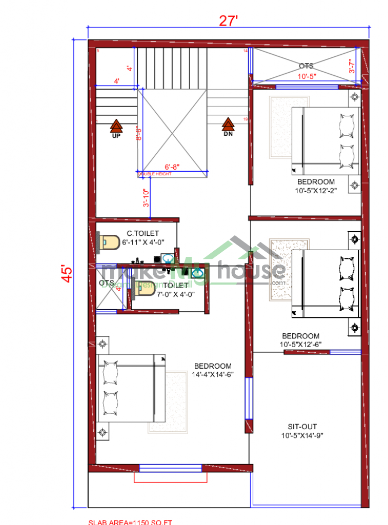 duplex 2d front elevation