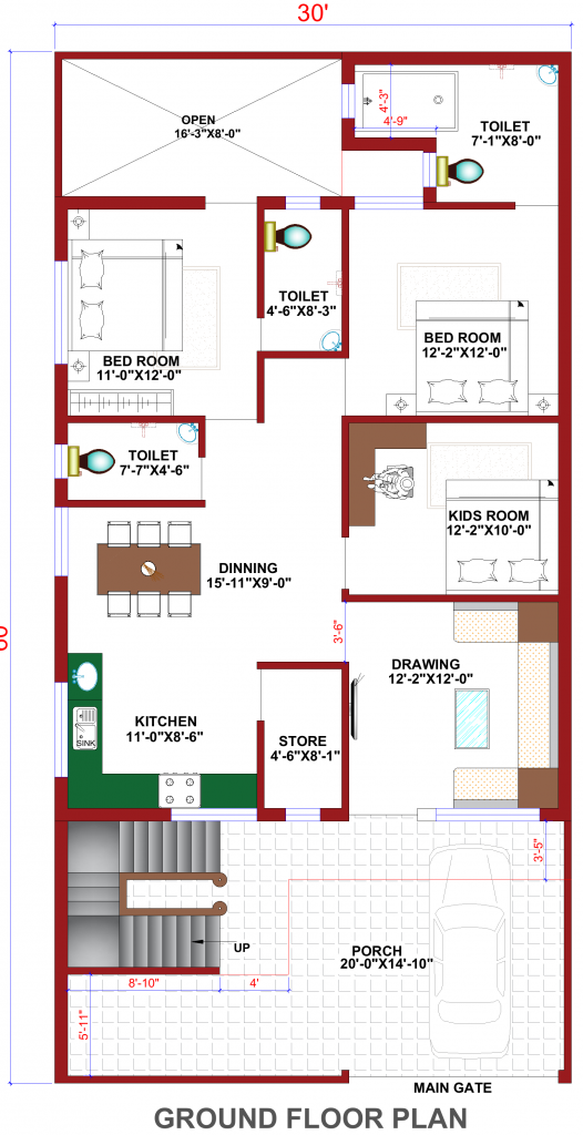 modern house plan elevation