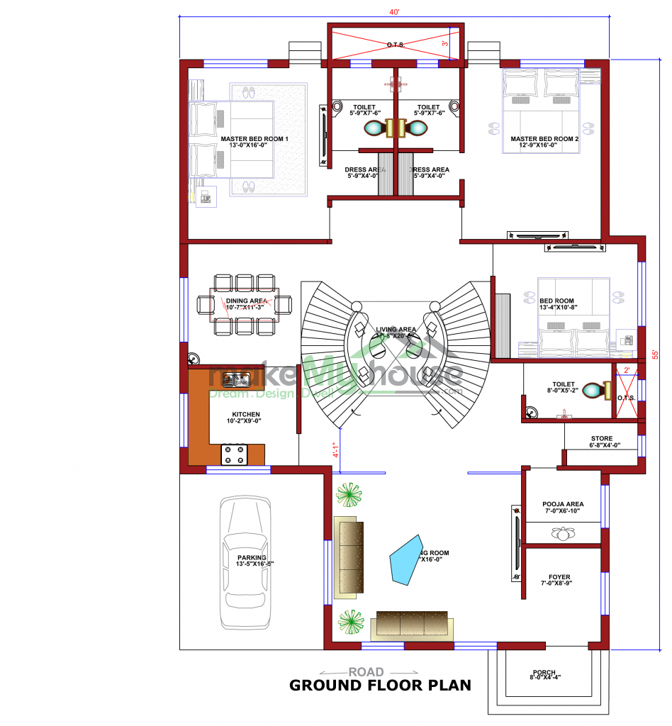 40x55 Floor Plan