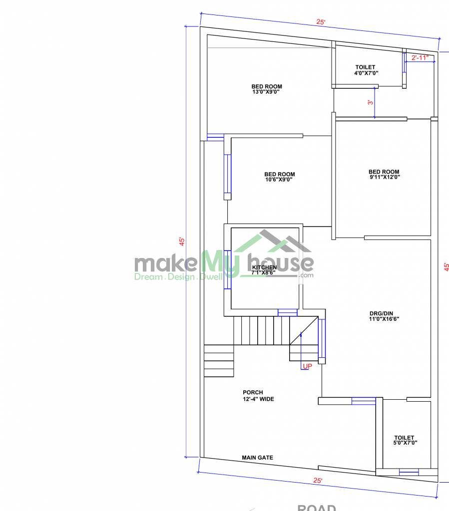 25x45 Floor Plan