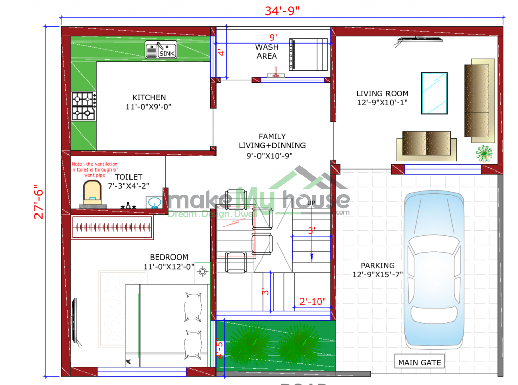 24x34 Floor Plan