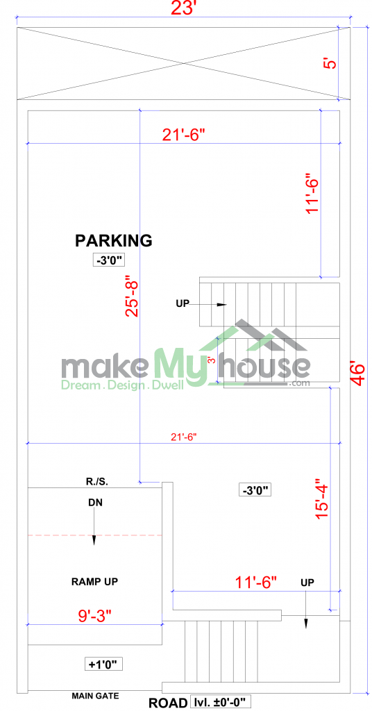 23x46 Floor Plan