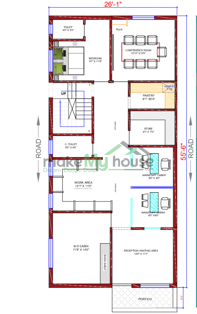 26x55 office plan