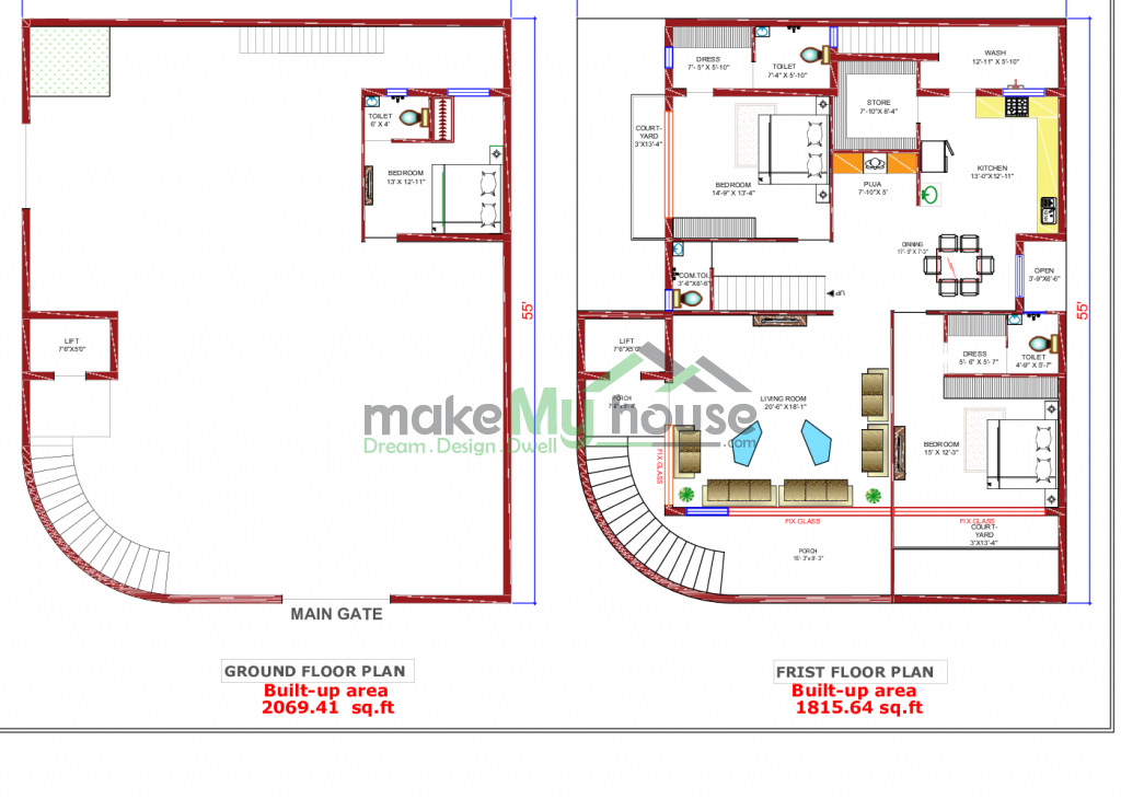 three storey house plan