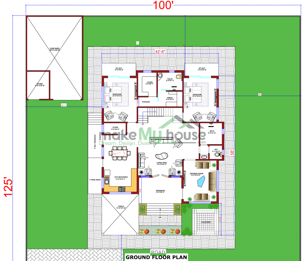 100x125 Floor Plan