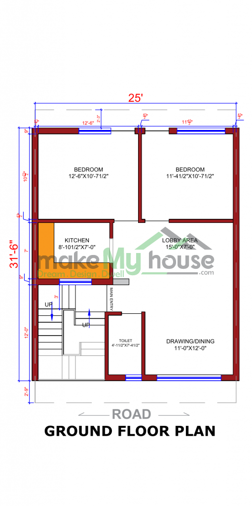 25x45 Floor Plan