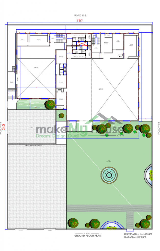 170x240 Marriage Hall Floor Plan