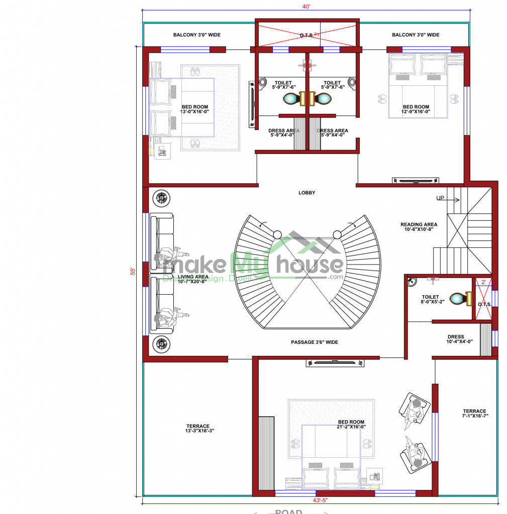 40x55 Floor Plan