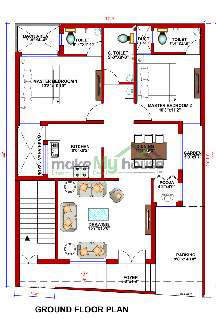 31X44 Floor Plan