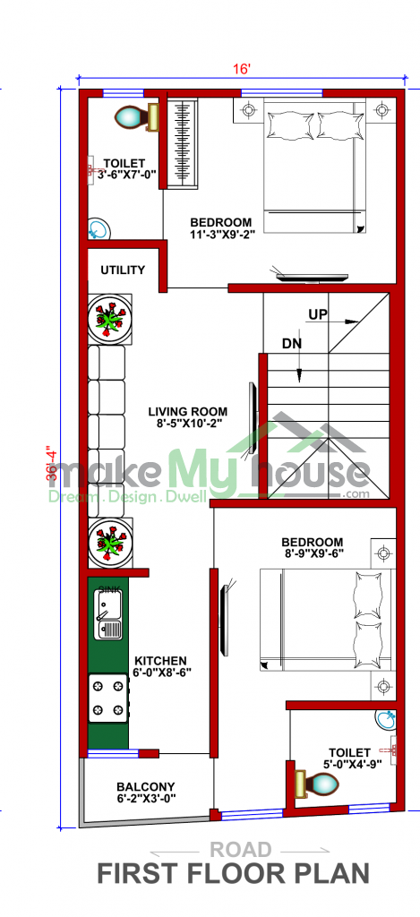 16x36 Floor Plan