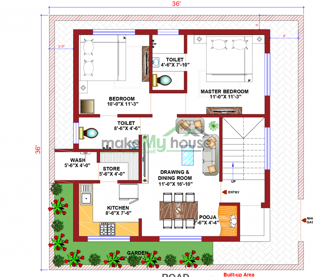 36x36 House Plan