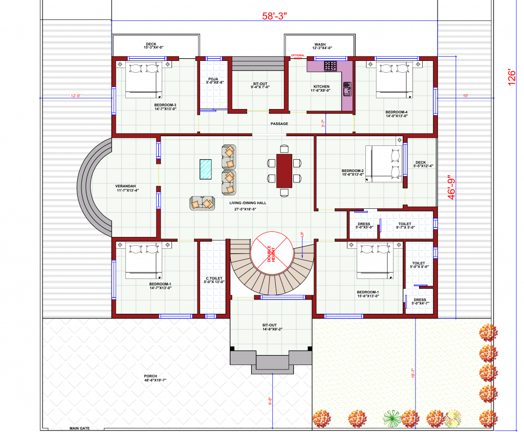 58x46 Floor Plan