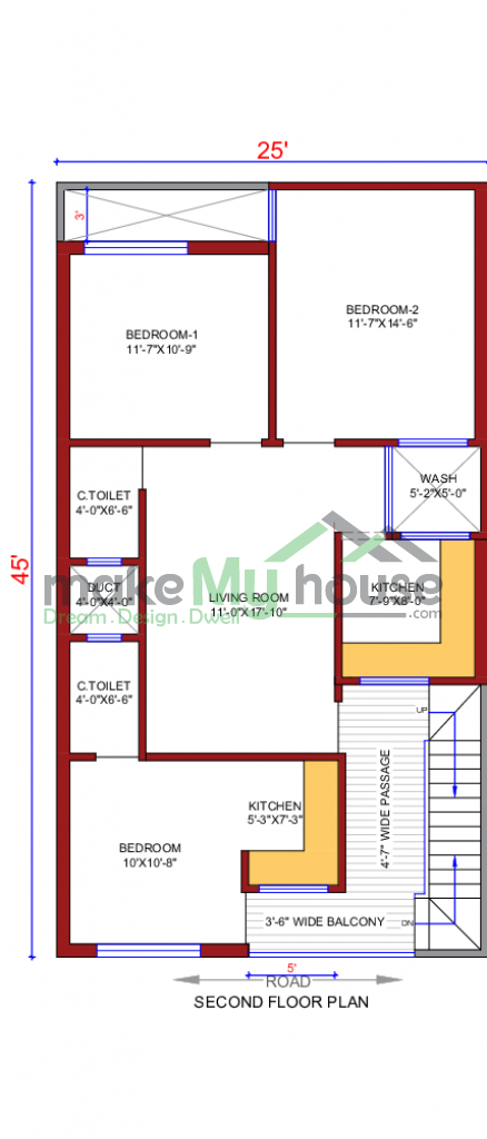 25x45 Floor Plan