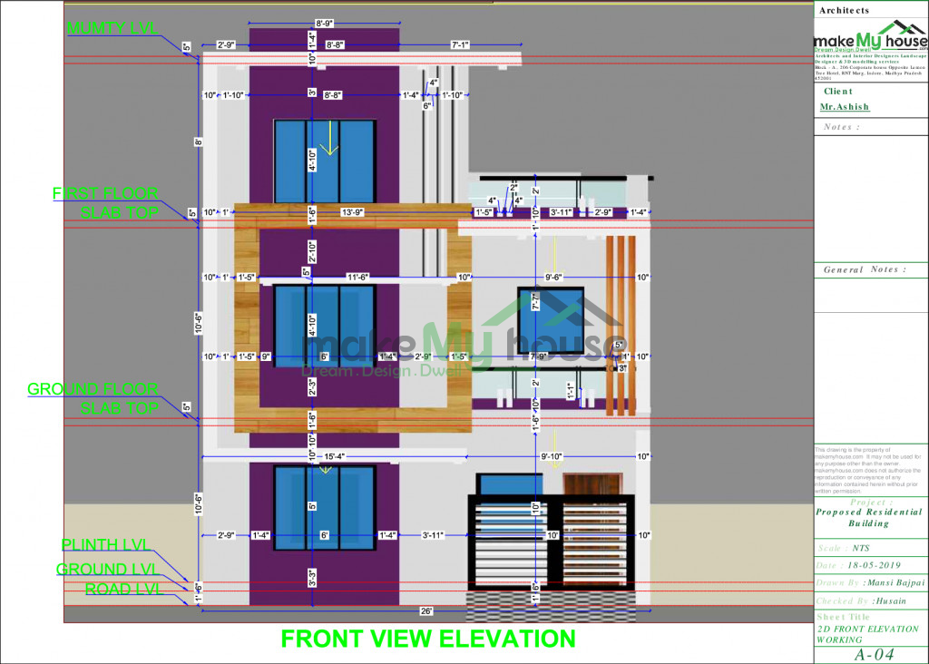 Buy 26x60 House Plan | 26 by 60 Front Elevation Design | 1560Sqrft Home ...