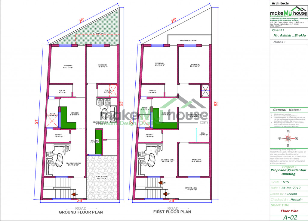 Buy 26x60 House Plan | 26 by 60 Front Elevation Design | 1560Sqrft Home ...