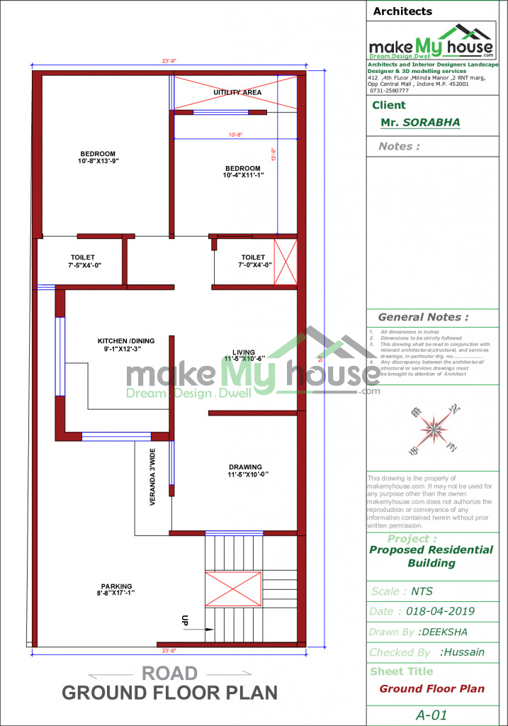 Buy 24x50 House Plan | 24 by 50 Front Elevation Design | 1200Sqrft Home ...