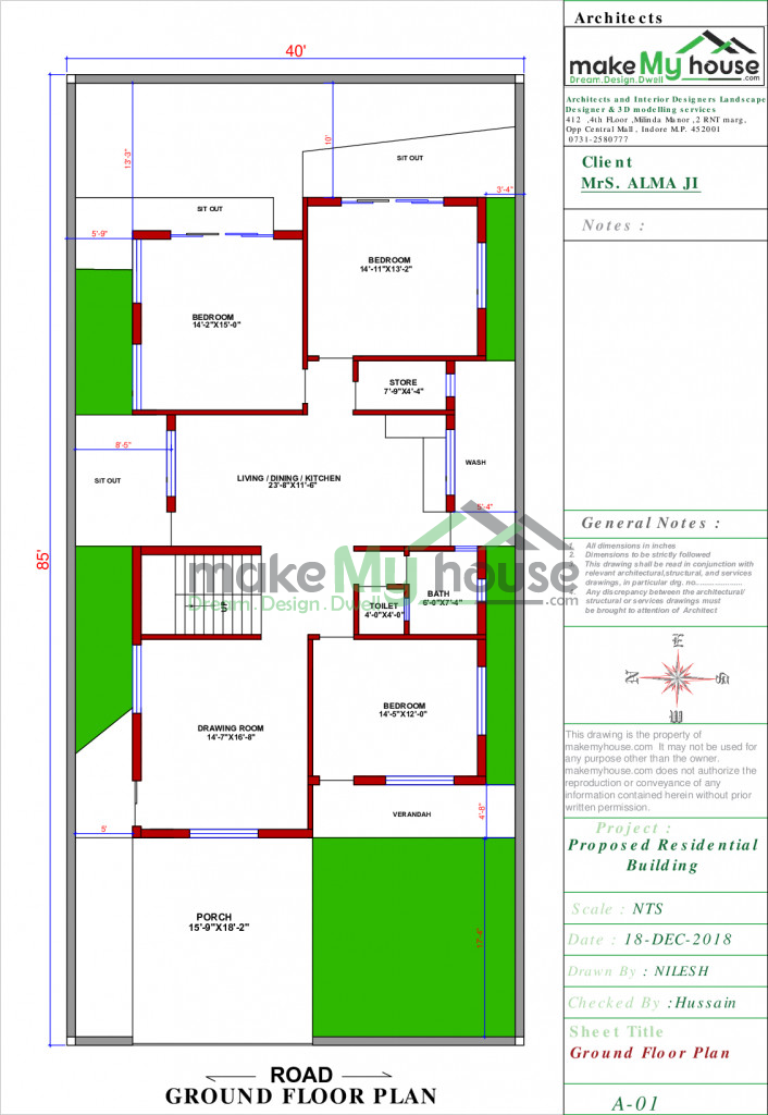 Buy 40x85 House Plan 40 By 85 Front Elevation Design 3400Sqrft Home Naksha