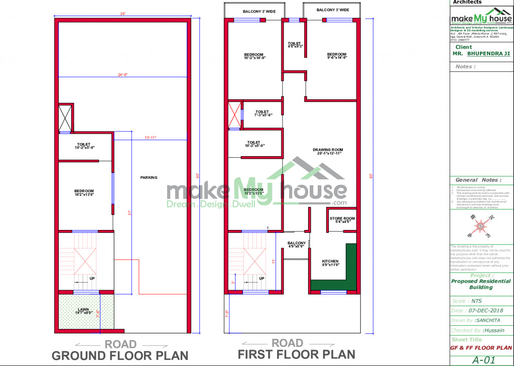 Buy 26x60 House Plan | 26 by 60 Front Elevation Design | 1560Sqrft Home ...