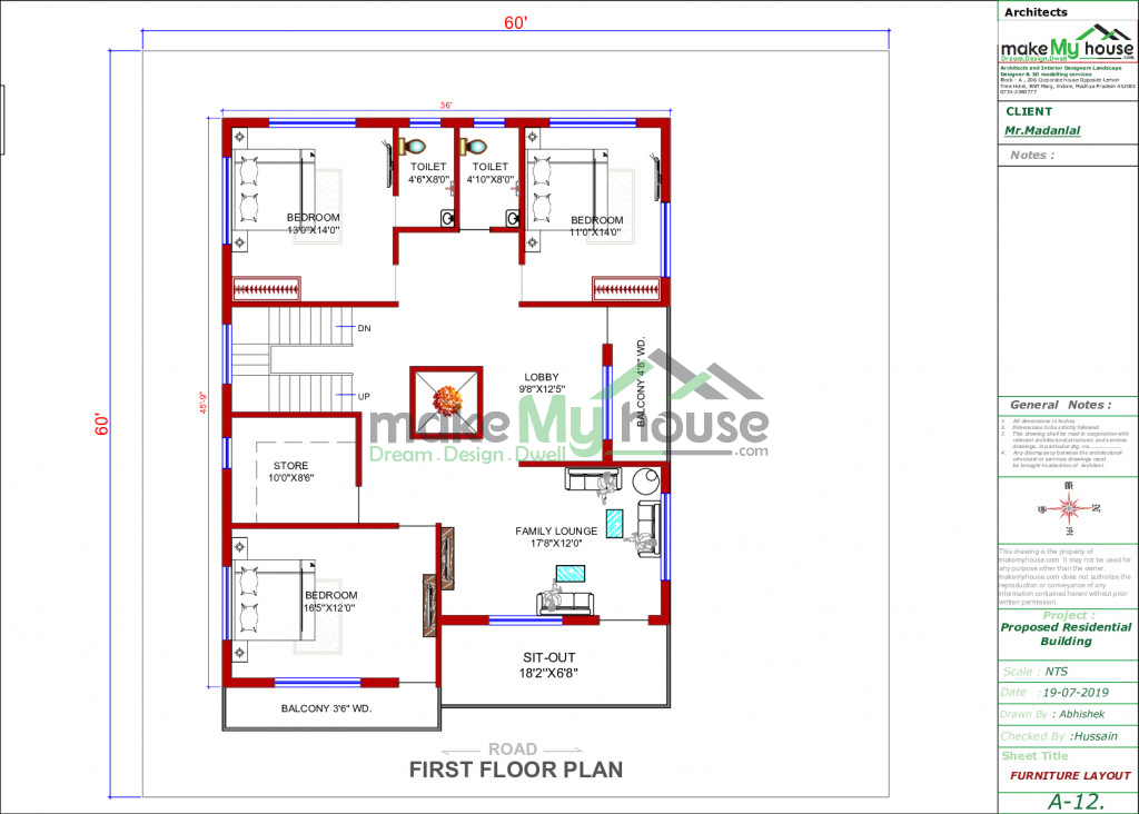 Buy 60x60 House Plan | 60 by 60 Front Elevation Design | 3600Sqrft Home ...