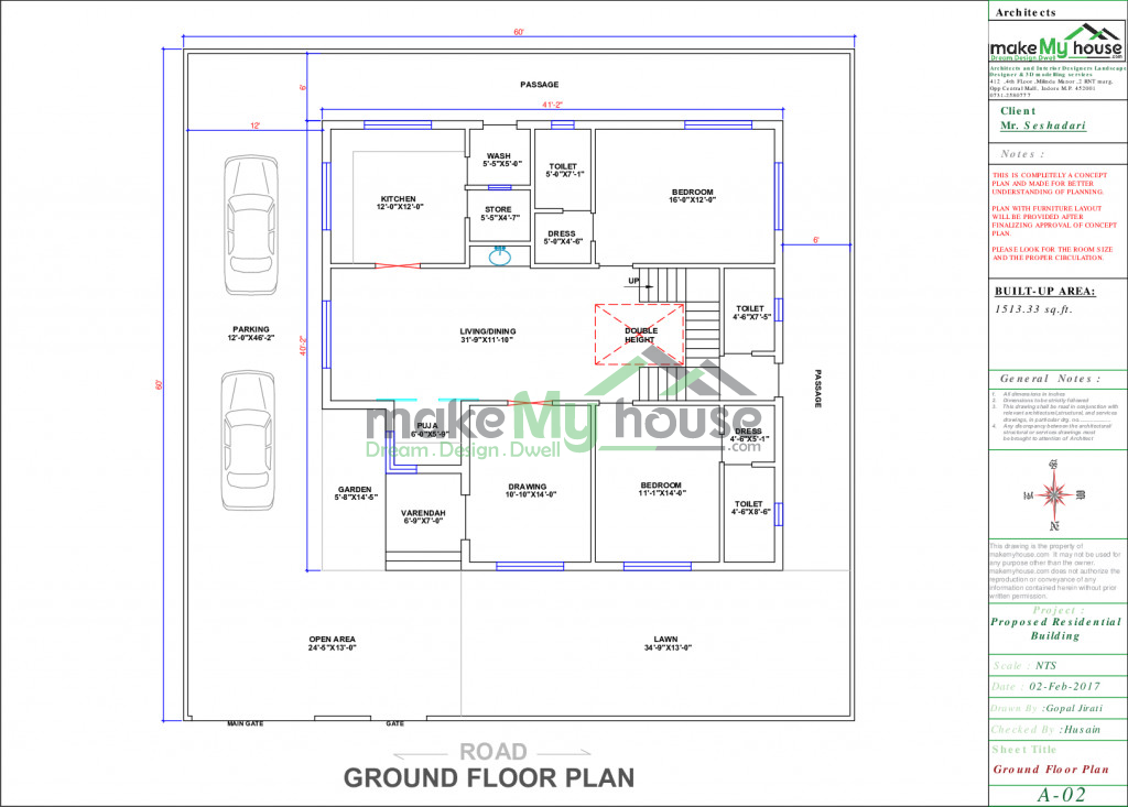 Buy 60x60 House Plan | 60 by 60 Front Elevation Design | 3600Sqrft Home ...