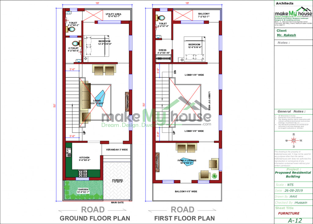 Buy 18x50 House Plan 18 By 50 Front Elevation Design 900sqrft Home