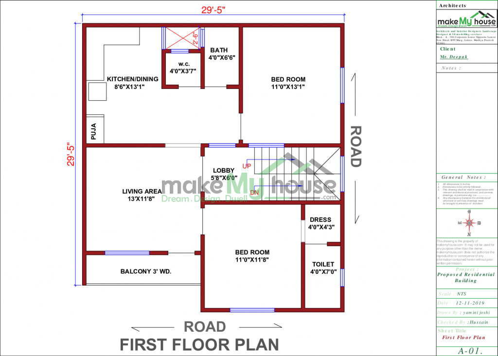 Buy 29x29 House Plan 29 By 29 Front Elevation Design 841Sqrft Home Naksha