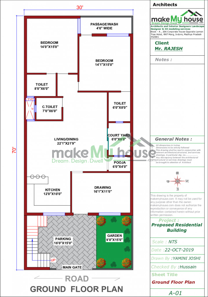 Buy 30x70 House Plan | 30 by 70 Front Elevation Design | 2100Sqrft Home ...