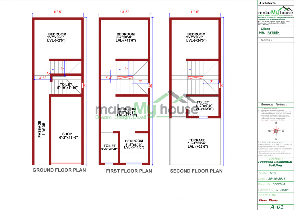 Buy 10x30 House Plan 10 By 30 Front Elevation Design 300Sqrft Home Naksha