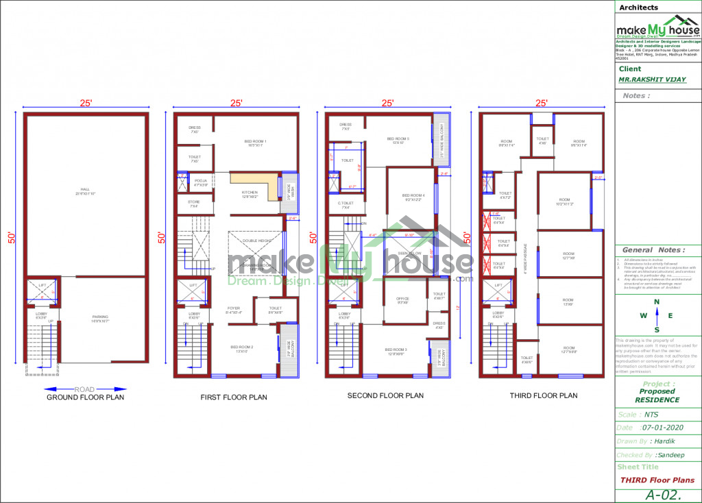 Buy 23x50 House Plan | 23 By 50 Front Elevation Design | 1150Sqrft Home ...