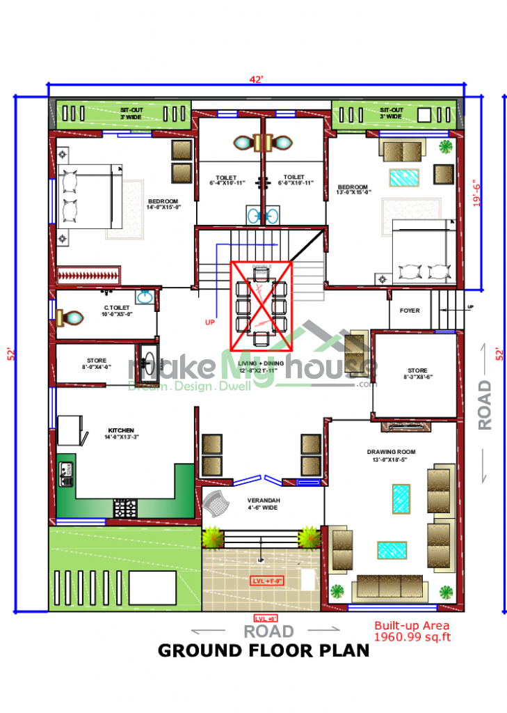 42x52 Floor Plan