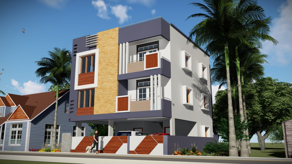 Triplex House Elevation | Best Exterior Design Architectural Plan ...