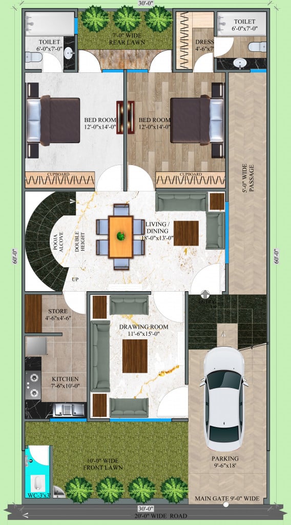 2 BHK Floor Plan