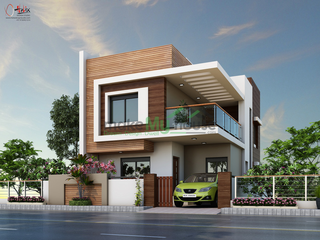 Duplex House Corner Elevation | Best Exterior Design Architectural Plan ...