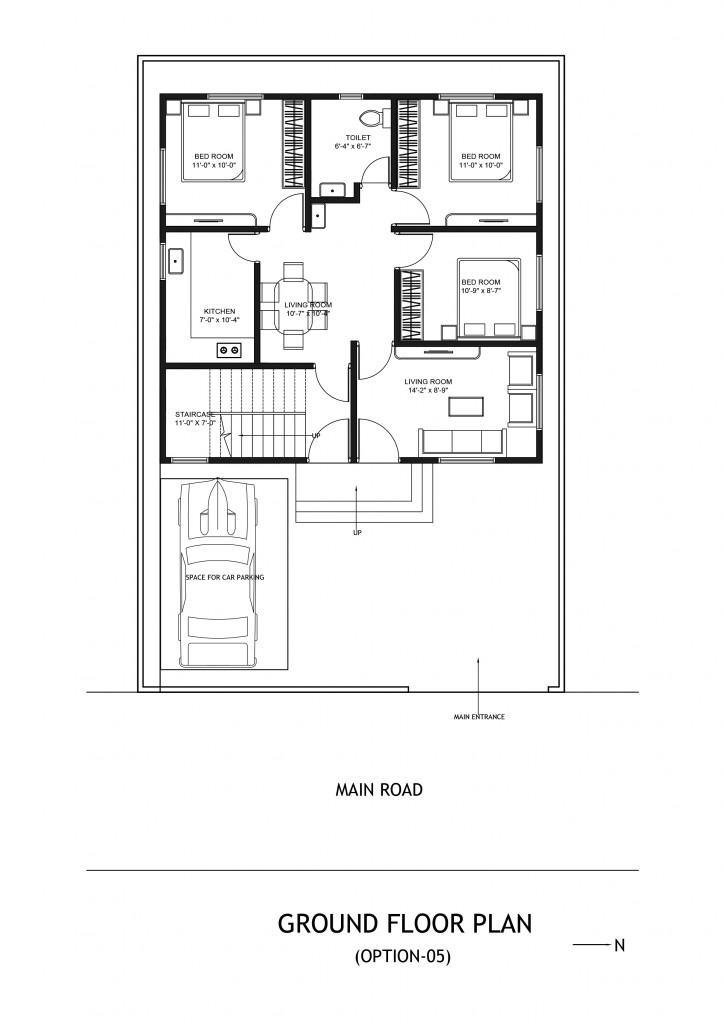 Residential 3BHK Floor Plan