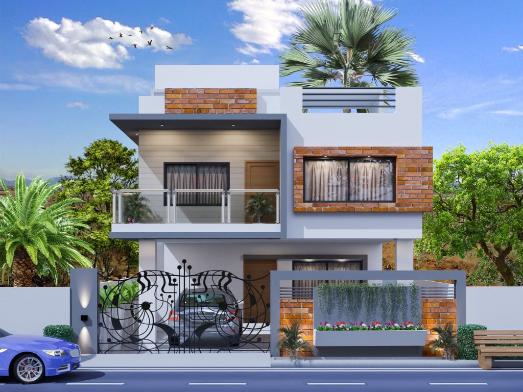 Duplex House Elevation | Best Exterior Design Architectural Plan ...